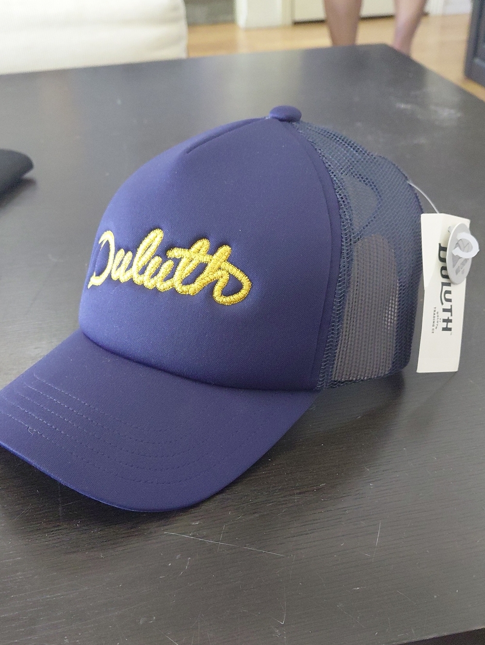 Duluth Navy Trucker Hat with Gold Script
